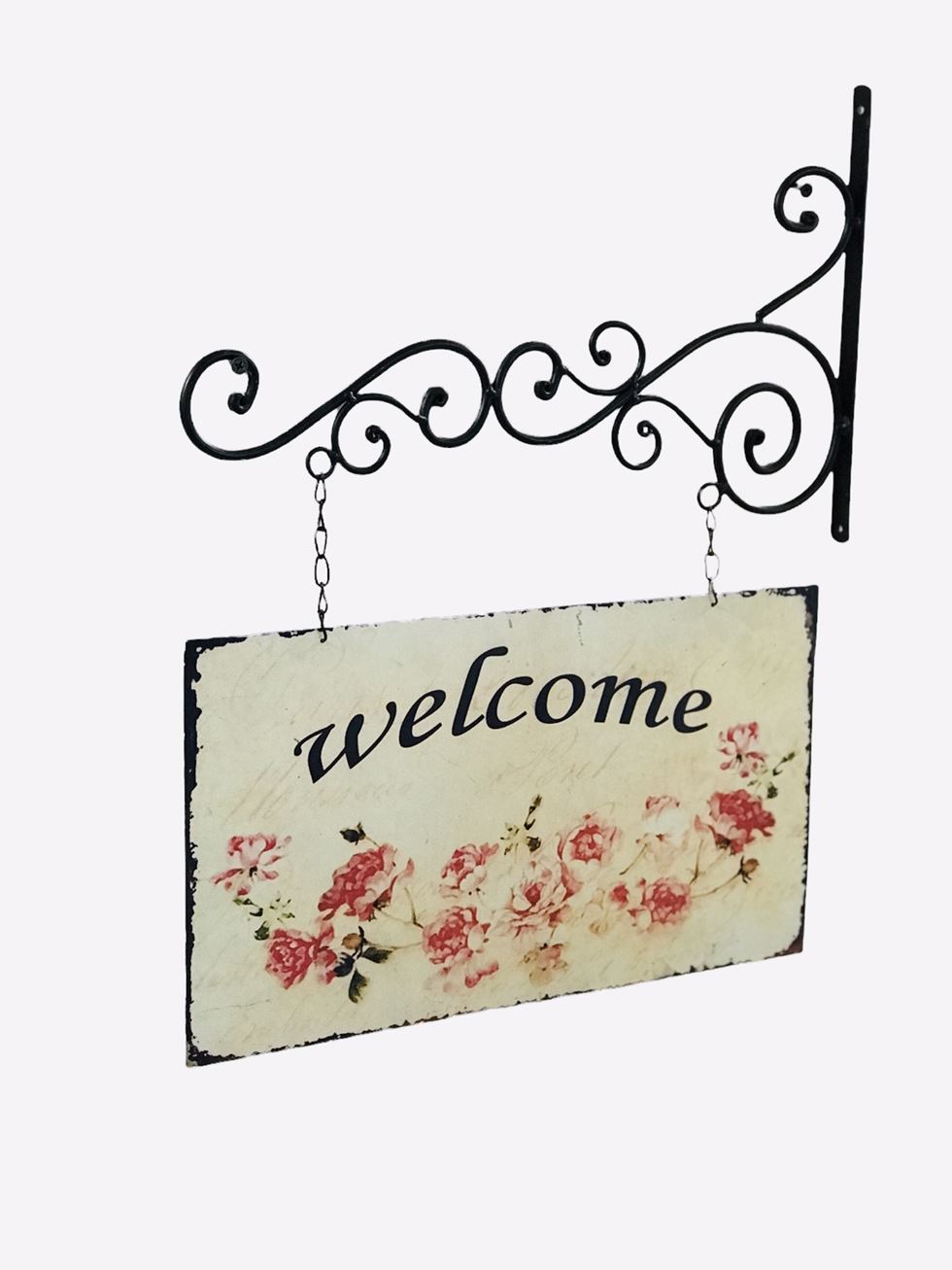 Табличка Welcome на кованом креплении, 2-х сторонняя, металлическая