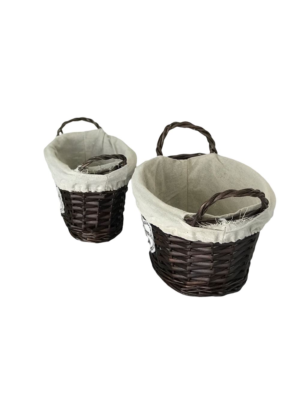 Корзинка з тканевою вставкою, Home, овал, 2 шт, лоза