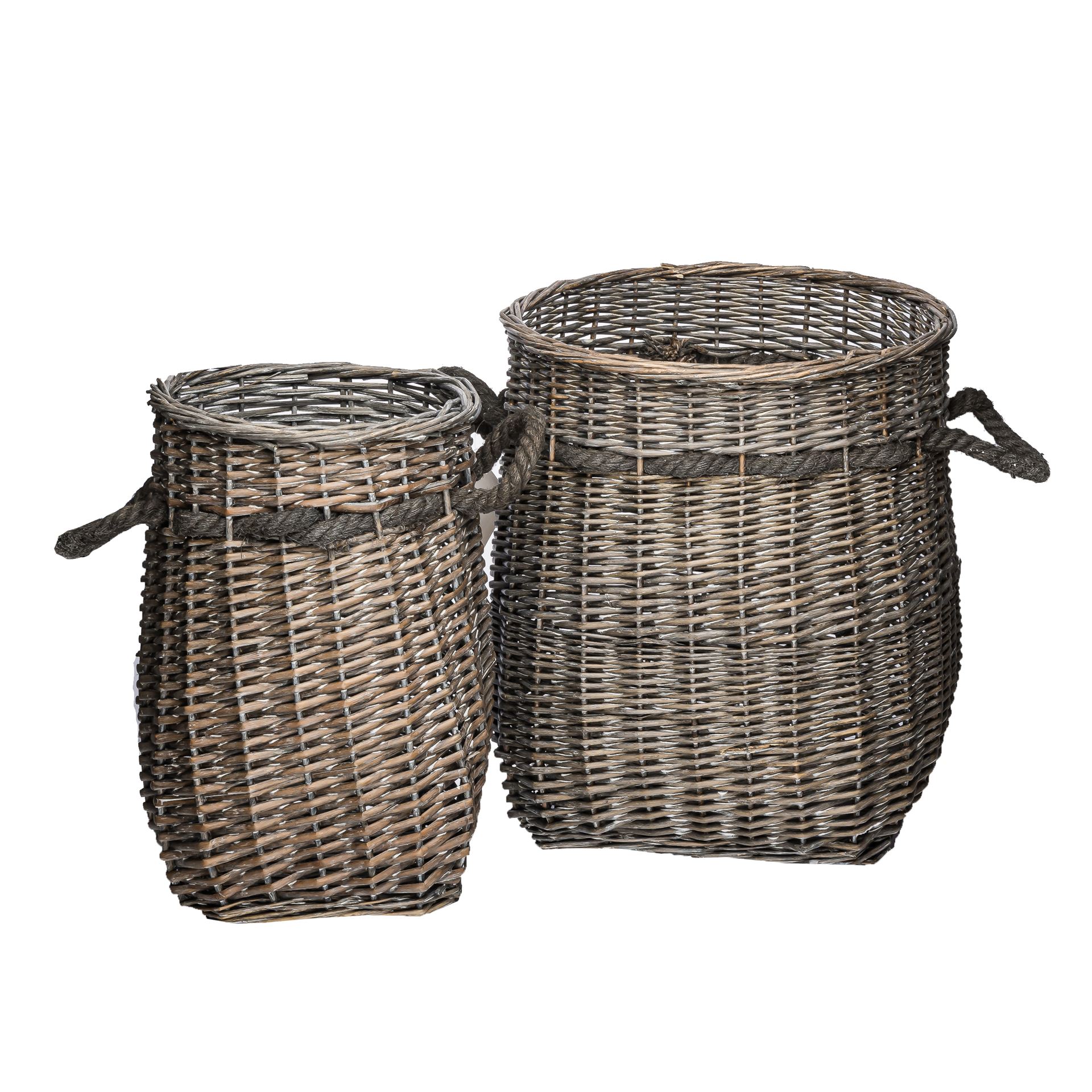 Корзина з ручками, набір, 2 шт, сіра, лоза