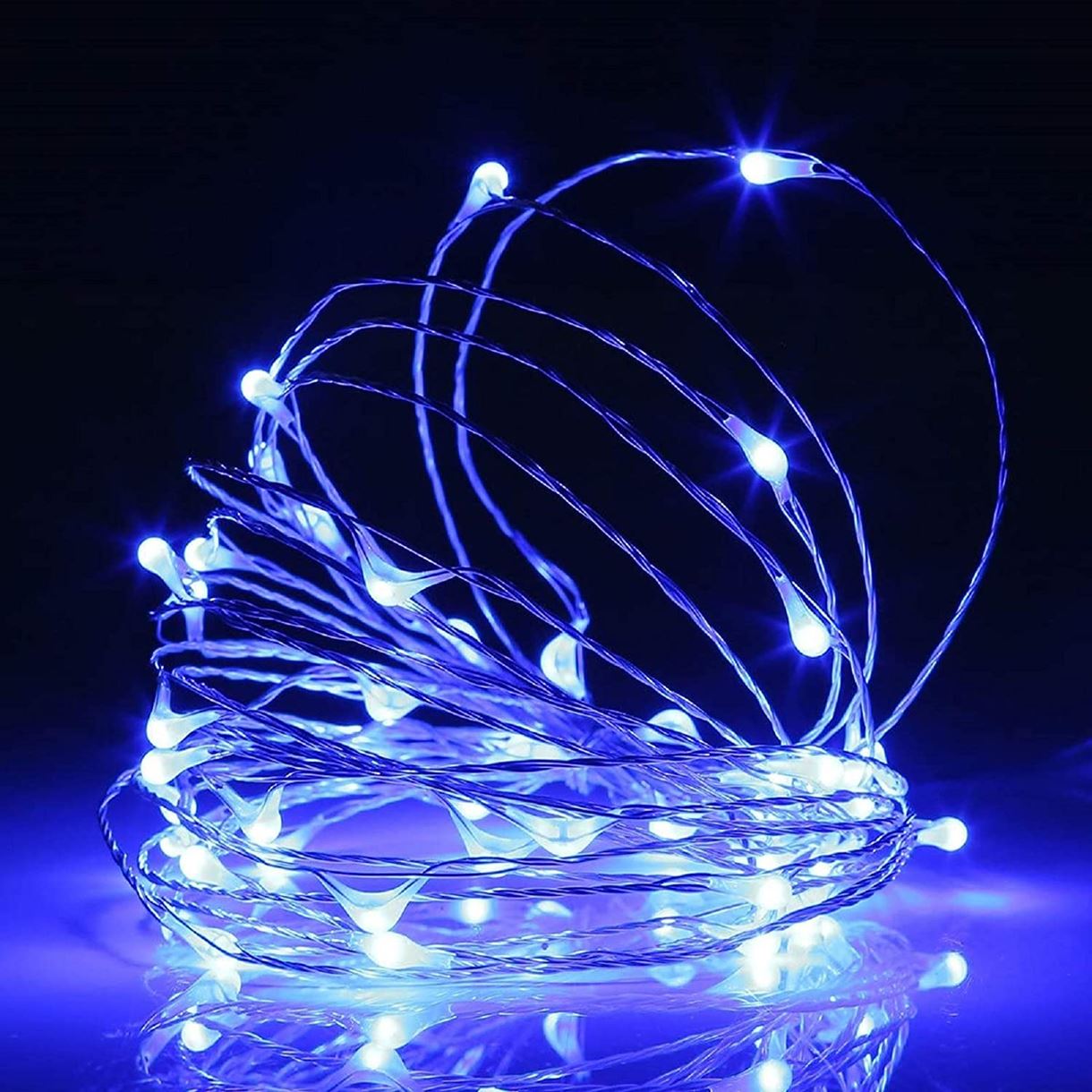 Гірлянда LED Моно-нитка 10 метрів  Холодний Білий срібна проволка
