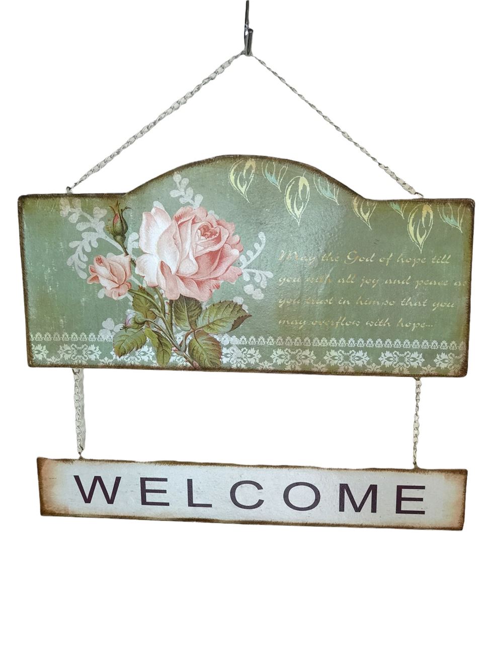 Табличка Welcome маленькая, на цепочках, односторонняя, металлическая