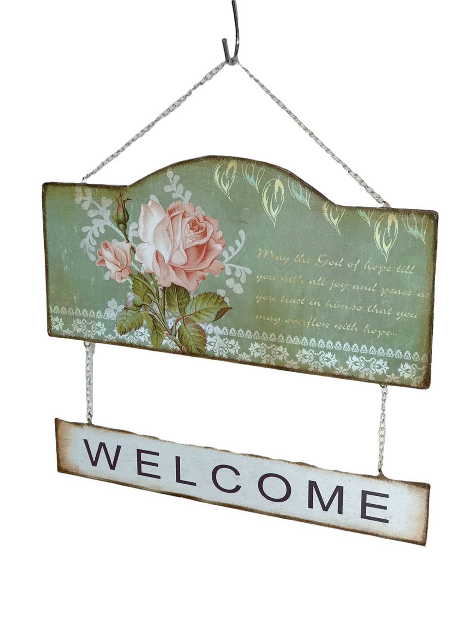 Табличка Welcome маленькая, на цепочках, односторонняя, металлическая