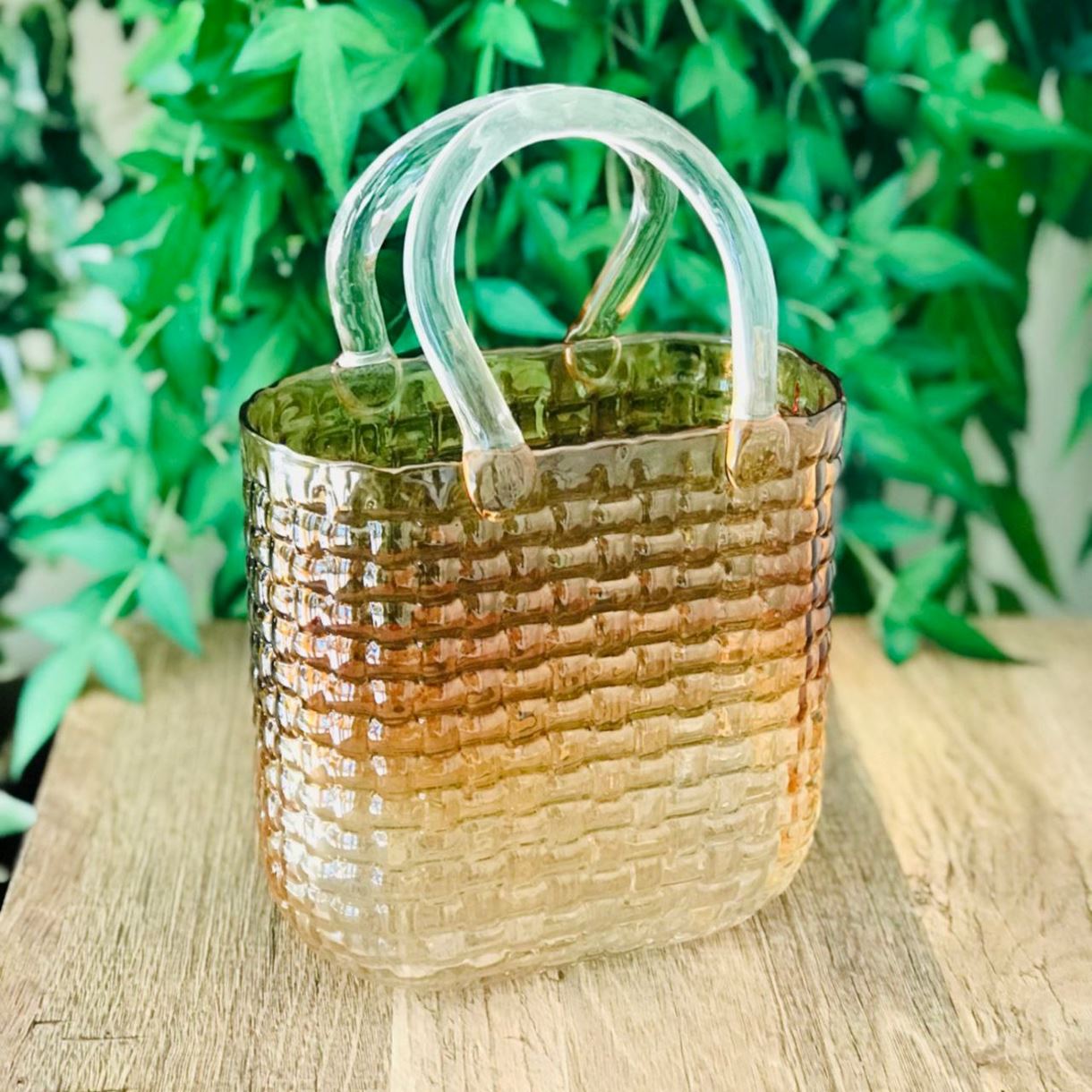 Ваза Сумочка Rattan Теракот скло 19*10*27см