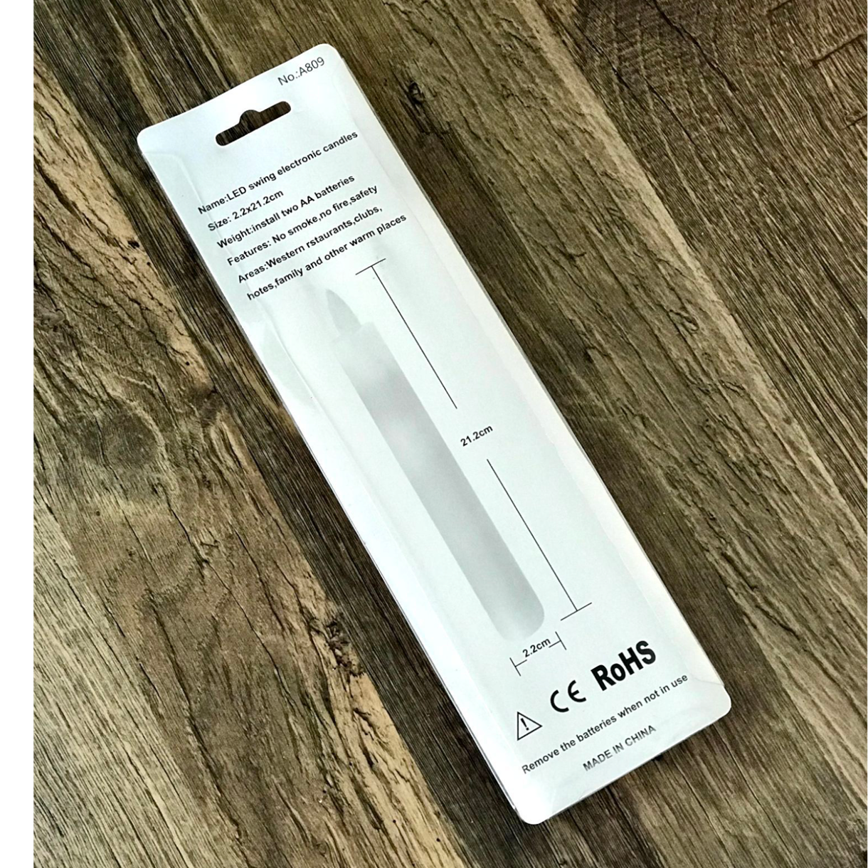 Свічки Набір 2 шт LED з РУХОМ на батарейках Біла  21,2см*2,2 см